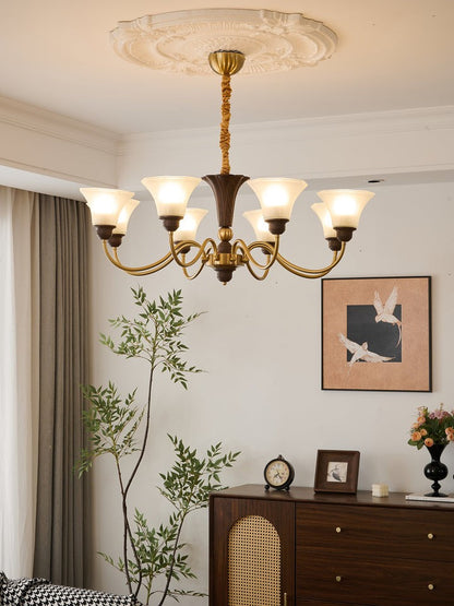 Octavia Modern Wood & Glass Chandelier - 6 & 8 Lights