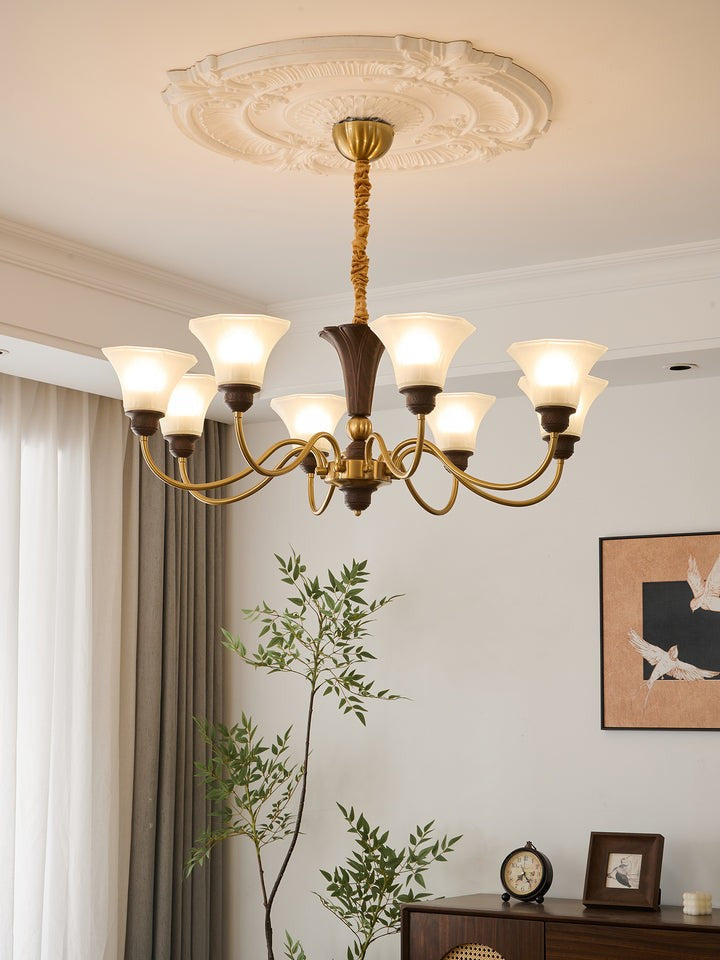 Octavia Modern Wood & Glass Chandelier - 6 & 8 Lights