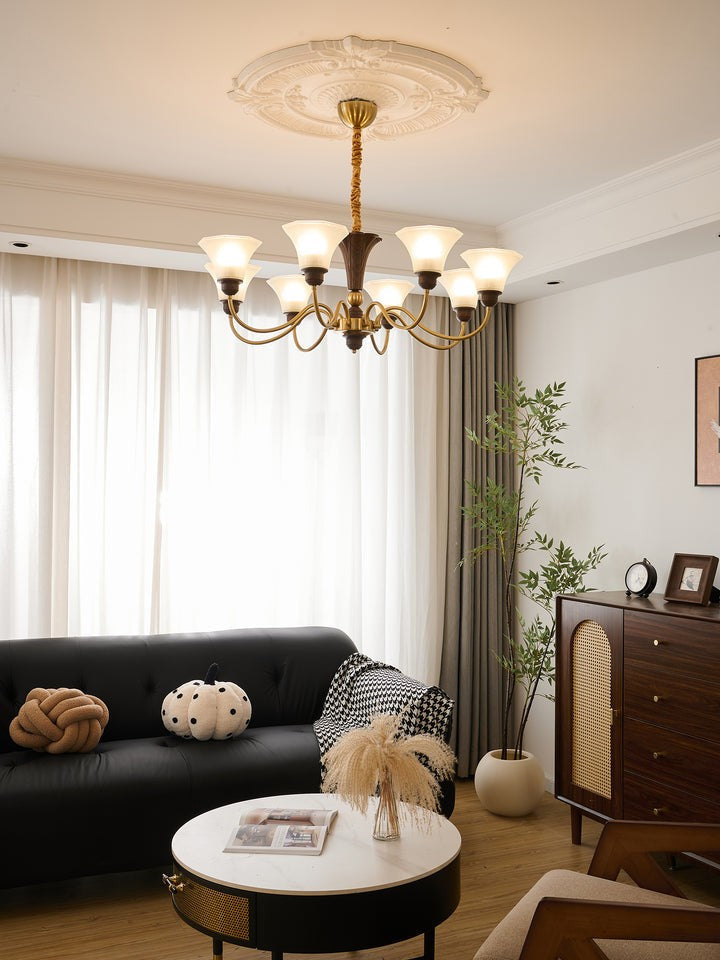 Octavia Modern Wood & Glass Chandelier - 6 & 8 Lights