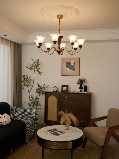 Octavia Modern Wood & Glass Chandelier - 6 & 8 Lights