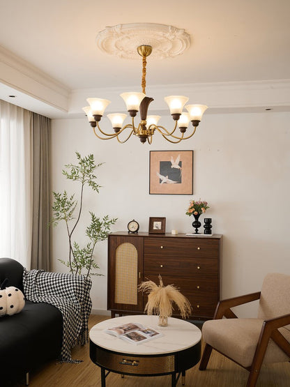 Octavia Modern Wood & Glass Chandelier - 6 & 8 Lights