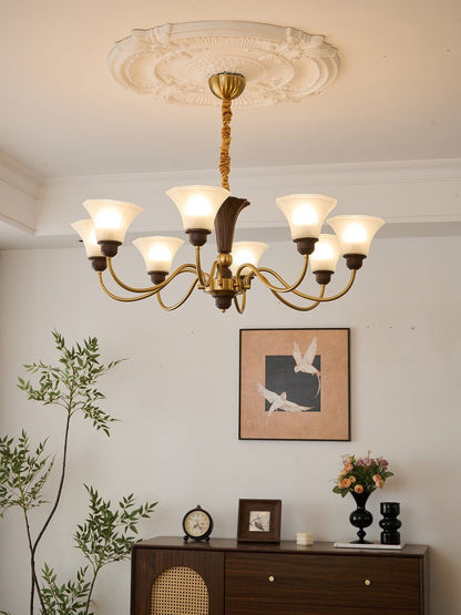 Octavia Modern Wood & Glass Chandelier - 6 & 8 Lights