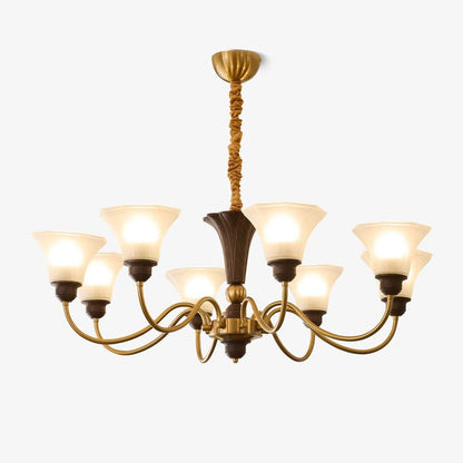 Octavia Modern Wood & Glass Chandelier - 6 & 8 Lights