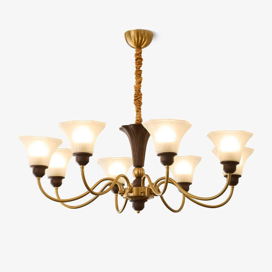 Octavia Modern Wood & Glass Chandelier - 6 & 8 Lights