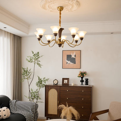 Octavia Modern Wood & Glass Chandelier - 6 & 8 Lights