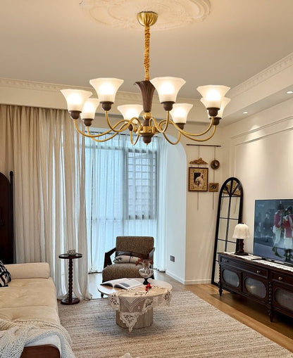 Octavia Modern Wood & Glass Chandelier - 6 & 8 Lights