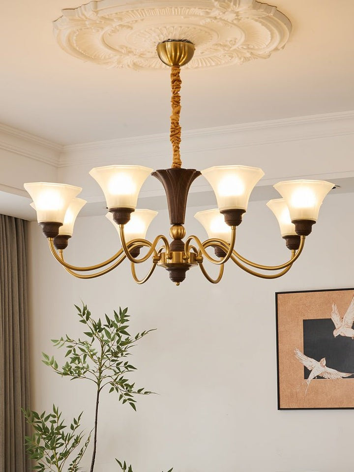 Octavia Modern Wood & Glass Chandelier - 6 & 8 Lights