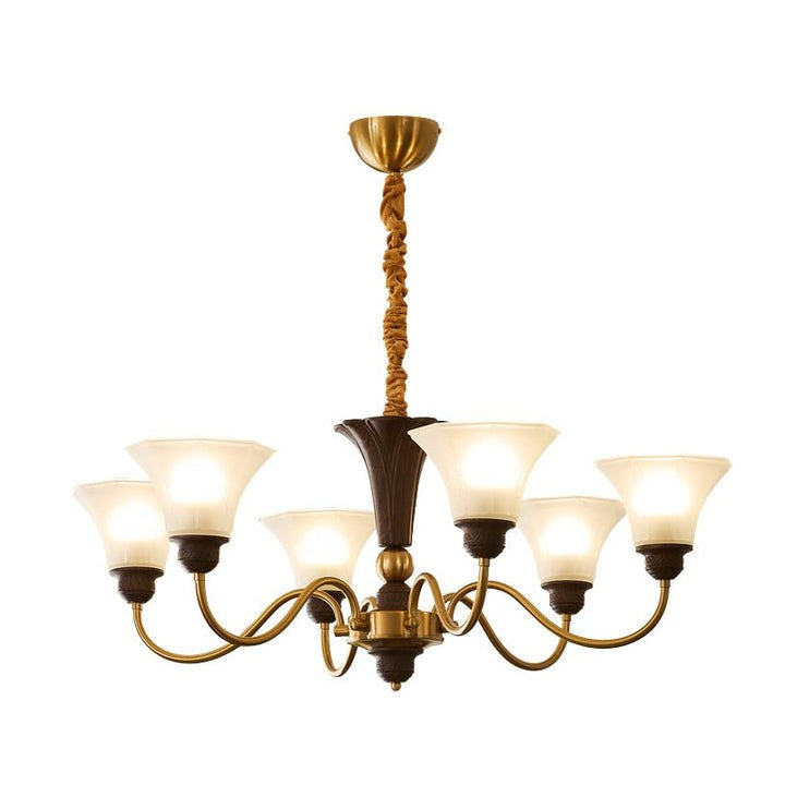 Octavia Modern Wood & Glass Chandelier - 6 & 8 Lights