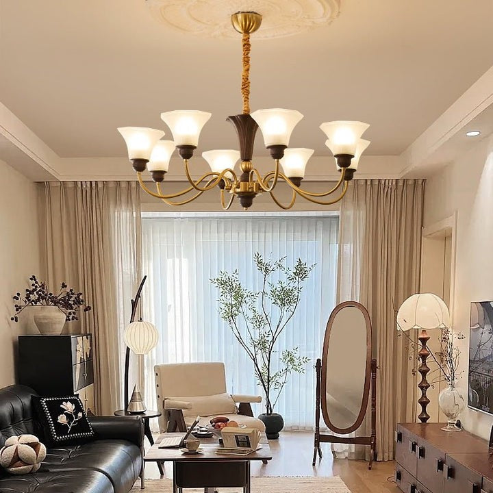Octavia Modern Wood & Glass Chandelier - 6 & 8 Lights