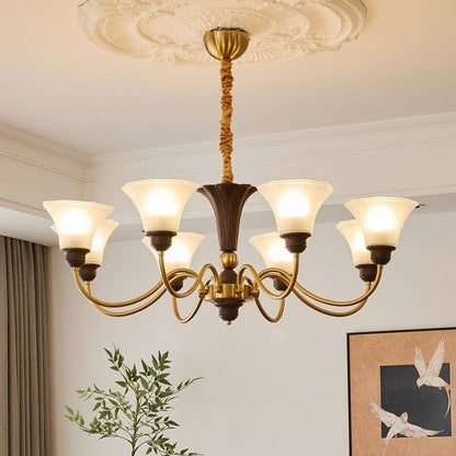 Octavia Modern Wood & Glass Chandelier - 6 & 8 Lights