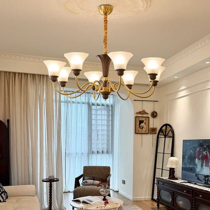 Octavia Modern Wood & Glass Chandelier - 6 & 8 Lights