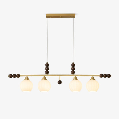 Opal Glass & Brass Linear Island Pendant Light