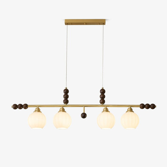 Opal Glass & Brass Linear Island Pendant Light