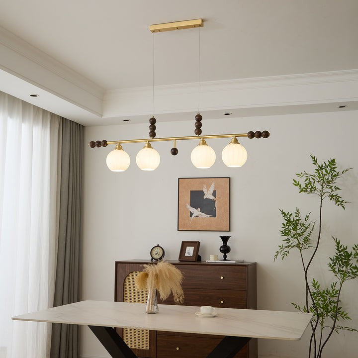 Opal Glass & Brass Linear Island Pendant Light