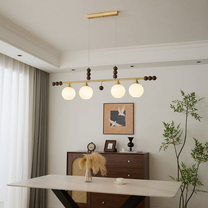 Opal Glass & Brass Linear Island Pendant Light