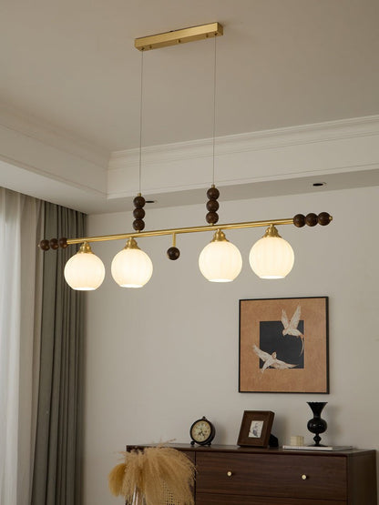 Opal Glass & Brass Linear Island Pendant Light