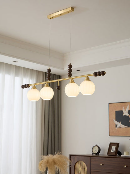 Opal Glass & Brass Linear Island Pendant Light