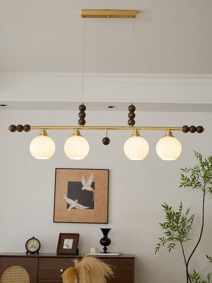 Opal Glass & Brass Linear Island Pendant Light