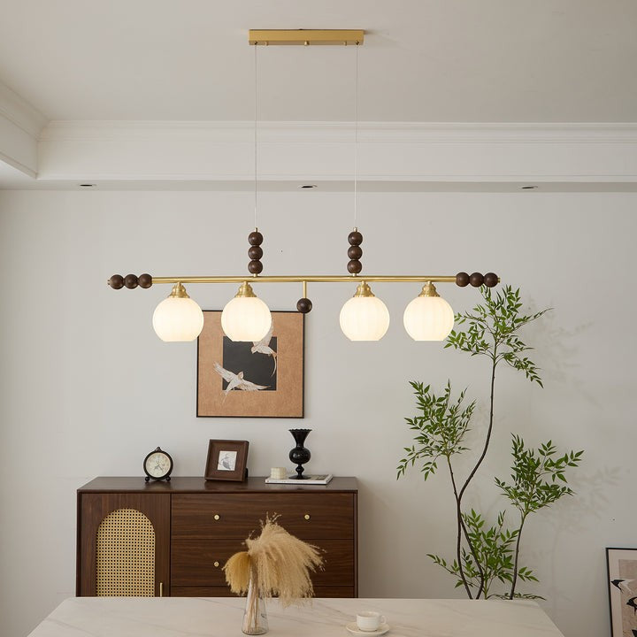 Opal Glass & Brass Linear Island Pendant Light