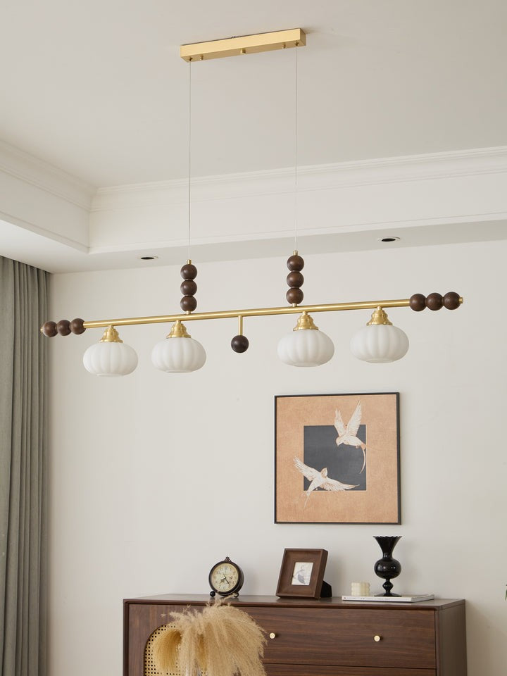 Opal Glass & Brass Linear Island Pendant Light