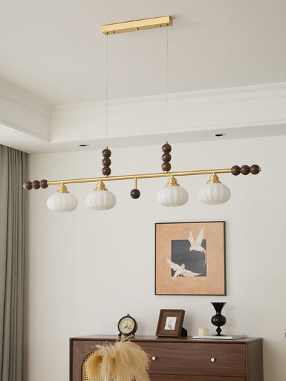 Opal Glass & Brass Linear Island Pendant Light