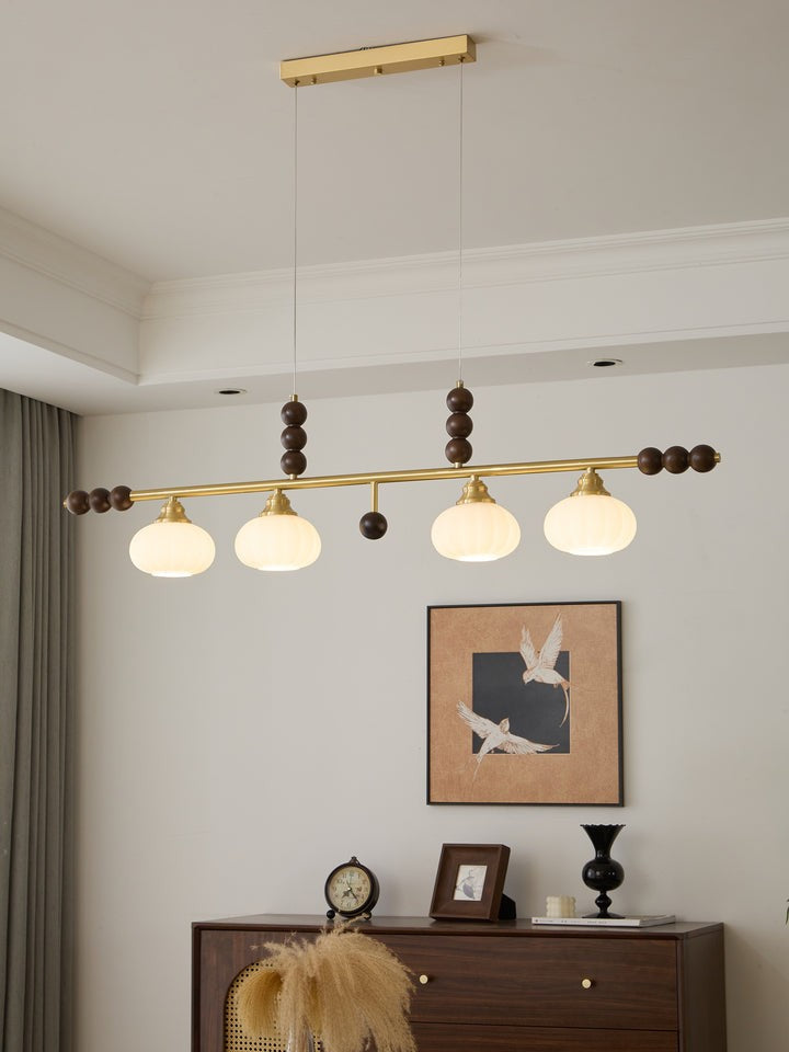 Opal Glass & Brass Linear Island Pendant Light