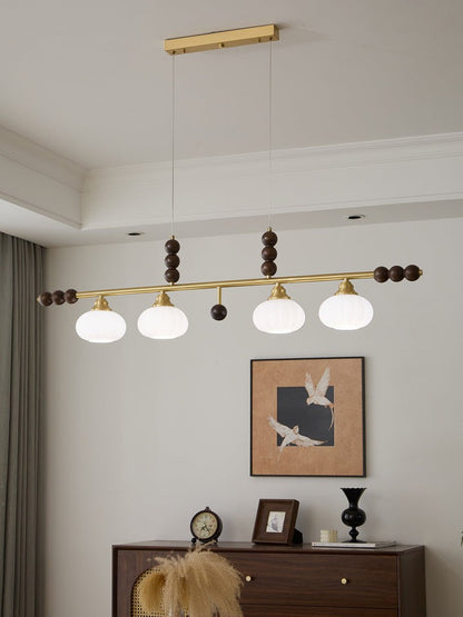 Opal Glass & Brass Linear Island Pendant Light