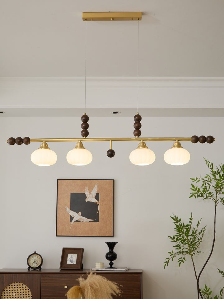 Opal Glass & Brass Linear Island Pendant Light