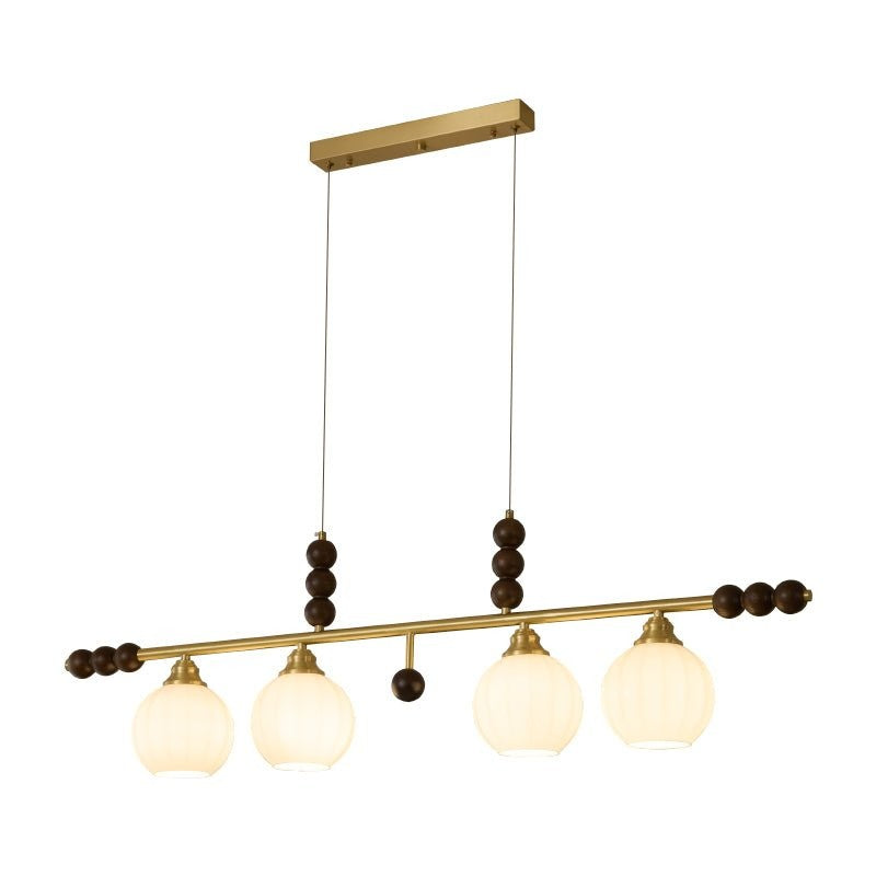 Opal Glass & Brass Linear Island Pendant Light