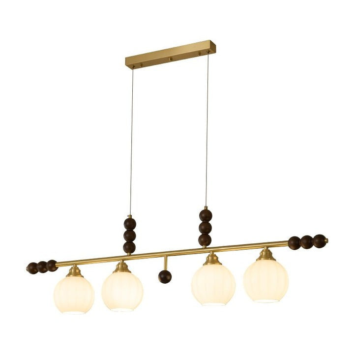 Opal Glass & Brass Linear Island Pendant Light