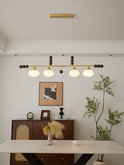 Opal Glass & Brass Linear Island Pendant Light