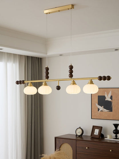 Opal Glass & Brass Linear Island Pendant Light