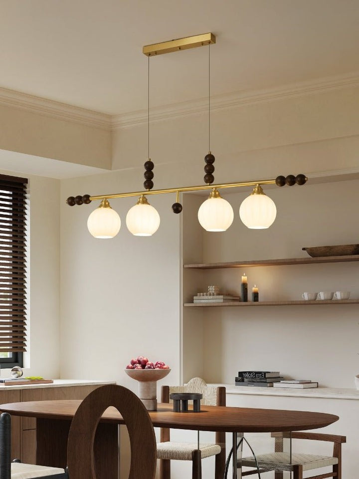 Opal Glass & Brass Linear Island Pendant Light