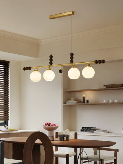Opal Glass & Brass Linear Island Pendant Light