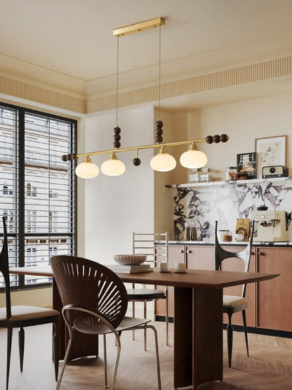 Opal Glass & Brass Linear Island Pendant Light
