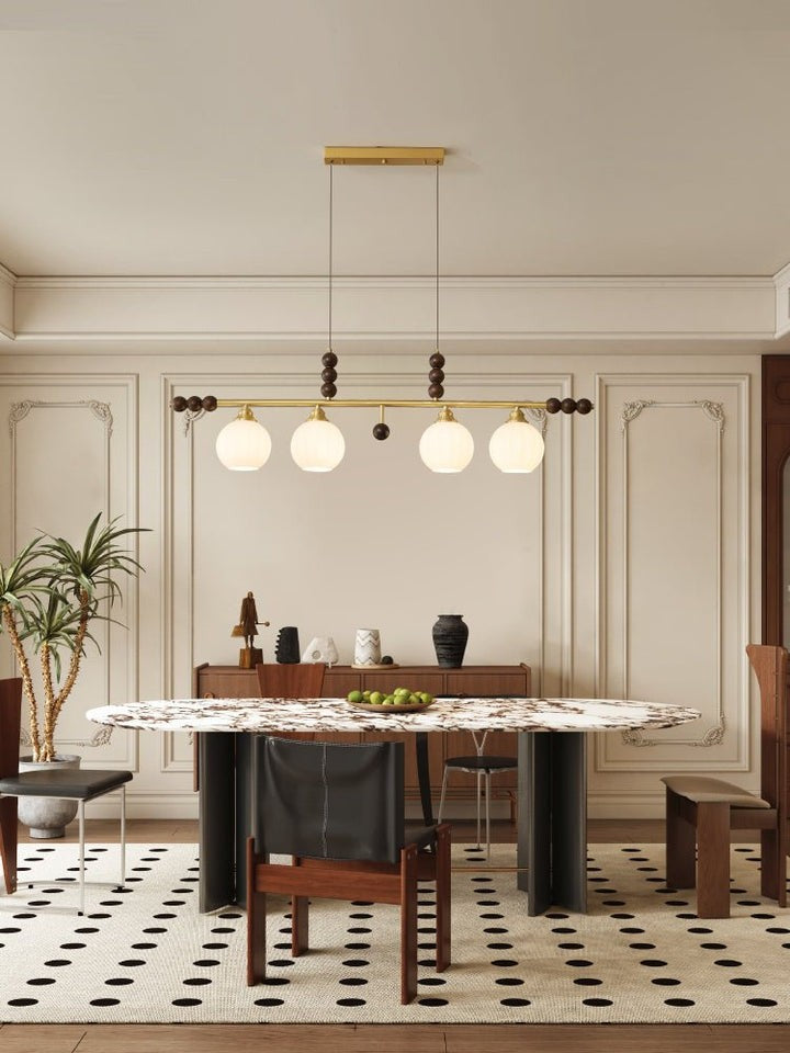 Opal Glass & Brass Linear Island Pendant Light