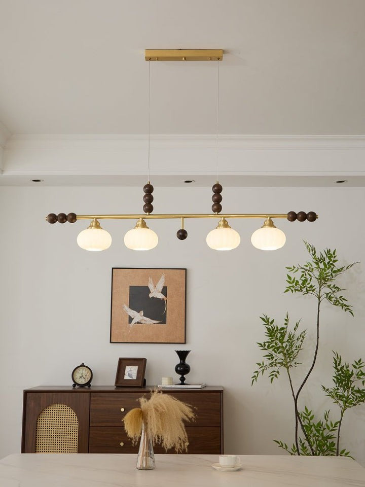 Opal Glass & Brass Linear Island Pendant Light