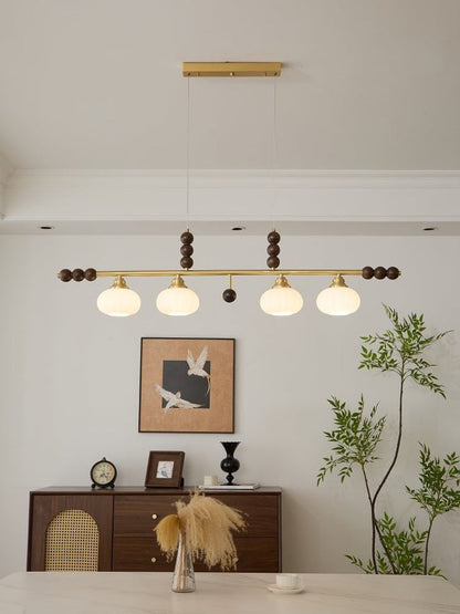 Opal Glass & Brass Linear Island Pendant Light