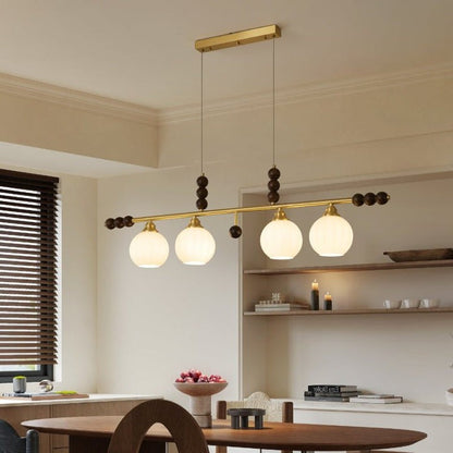 Opal Glass & Brass Linear Island Pendant Light