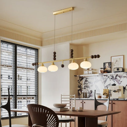 Opal Glass & Brass Linear Island Pendant Light