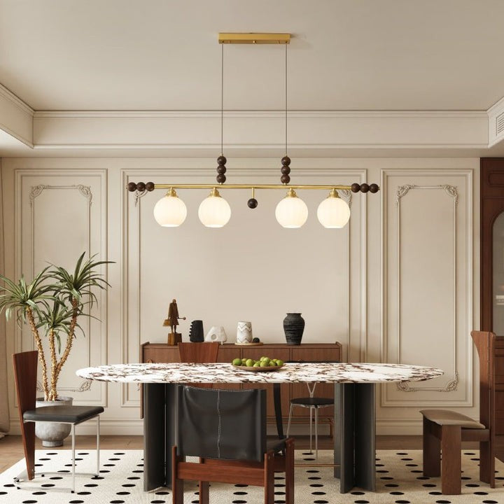 Opal Glass & Brass Linear Island Pendant Light
