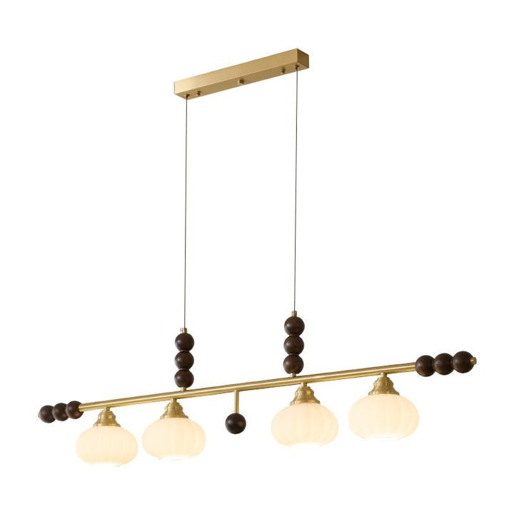 Opal Glass & Brass Linear Island Pendant Light