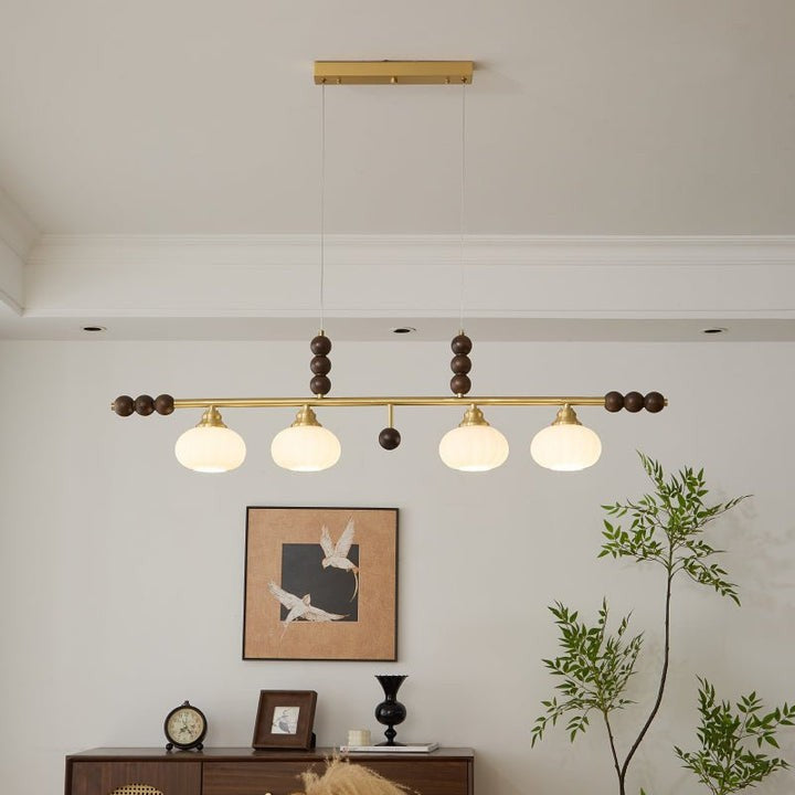 Opal Glass & Brass Linear Island Pendant Light