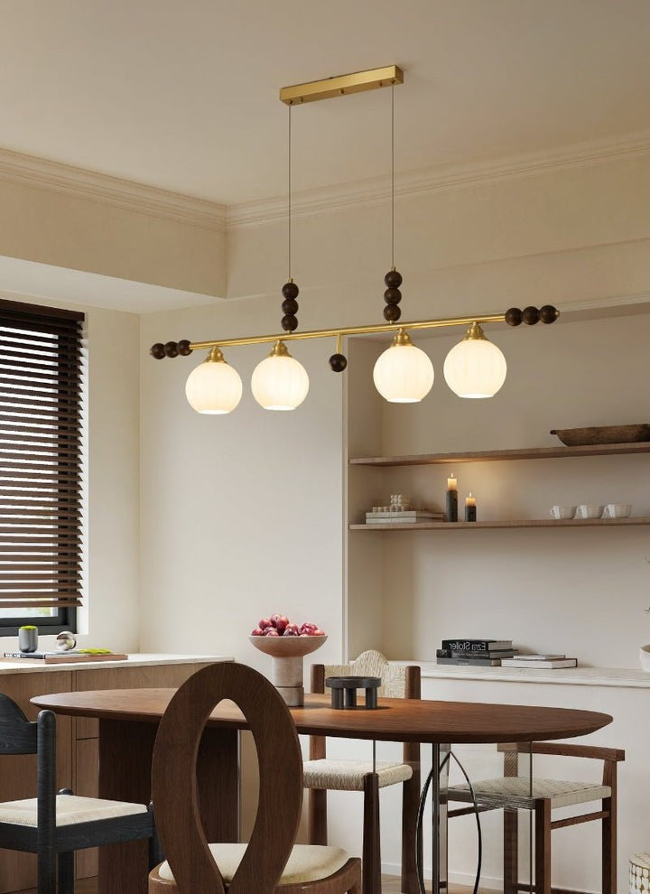 Opal Glass & Brass Linear Island Pendant Light