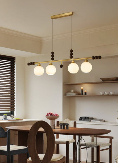 Opal Glass & Brass Linear Island Pendant Light