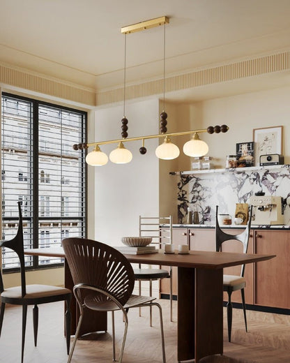 Opal Glass & Brass Linear Island Pendant Light