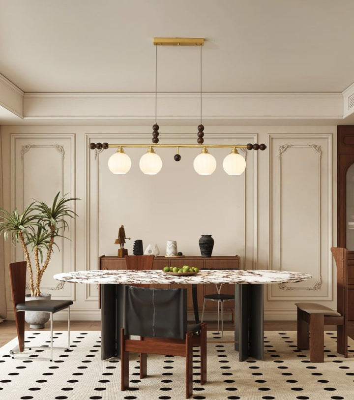 Opal Glass & Brass Linear Island Pendant Light