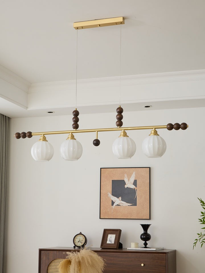 Opal Glass & Brass Linear Island Pendant Light