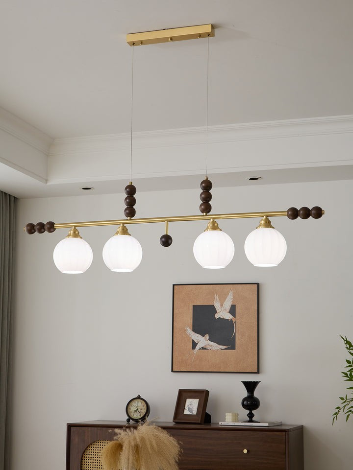 Opal Glass & Brass Linear Island Pendant Light