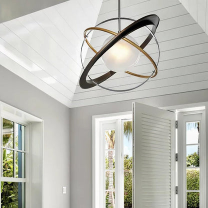 Orbital Ring Frosted Glass Pendant Light